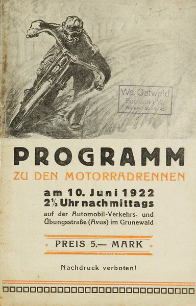1922-06-10 | AVUS | AVUS-Rennplakate | avus event artwork | avus programme cover | avus poster | carsten riede