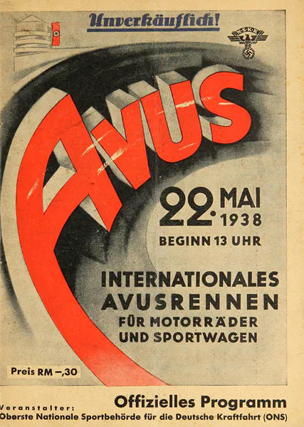 1938-05-22 | AVUS | AVUS-Rennplakate | avus event artwork | avus programme cover | avus poster | carsten riede
