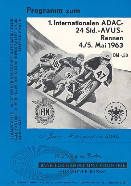 1963-05-05 | AVUS | AVUS-Rennplakate | avus event artwork | avus programme cover | avus poster | carsten riede