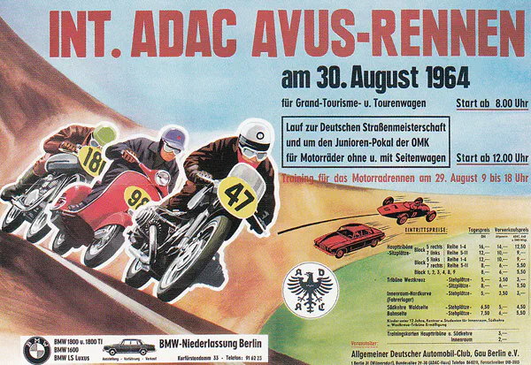 1964-08-30 | AVUS | AVUS-Rennplakate | avus event artwork | avus programme cover | avus poster | carsten riede