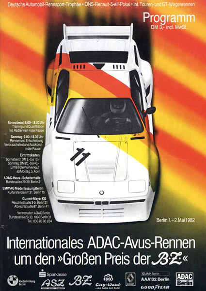 1982-05-02 | AVUS | AVUS-Rennplakate | avus event artwork | avus programme cover | avus poster | carsten riede