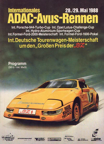 1988-05-29 | AVUS | AVUS-Rennplakate | avus event artwork | avus programme cover | avus poster | carsten riede