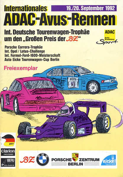 1992-09-20 | AVUS | AVUS-Rennplakate | avus event artwork | avus programme cover | avus poster | carsten riede