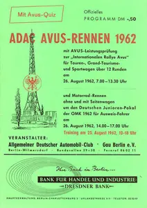 1962-08-26 | AVUS | AVUS-Rennplakate | avus event artwork | avus programme cover | avus poster | carsten riede