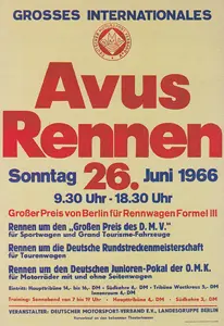 1966-06-26 | AVUS | AVUS-Rennplakate | avus event artwork | avus programme cover | avus poster | carsten riede