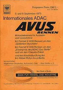 1973-09-09 | AVUS | AVUS-Rennplakate | avus event artwork | avus programme cover | avus poster | carsten riede