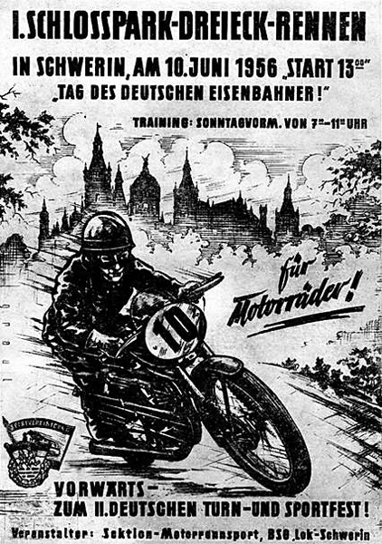 1956-06-10 | Schwerin | DDR-Rennplakate | gdr event artwork | gdr programme cover | gdr poster | carsten riede
