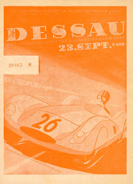 1956-09-23 | Dessau | DDR-Rennplakate | gdr event artwork | gdr programme cover | gdr poster | carsten riede