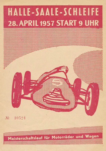 1957-04-28 | Halle/Saale | DDR-Rennplakate | gdr event artwork | gdr programme cover | gdr poster | carsten riede