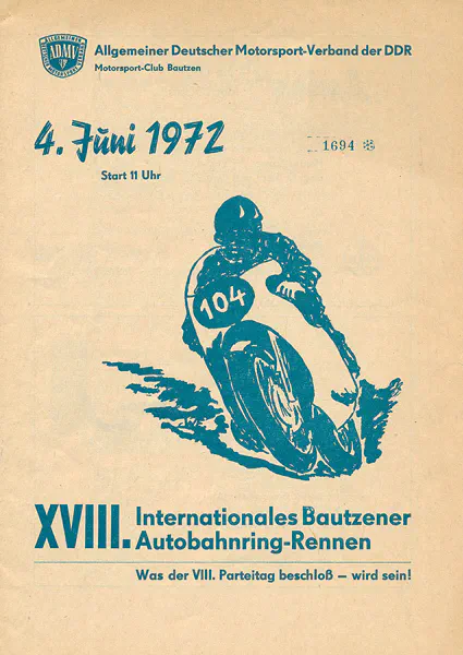 1972-06-04 | Bautzen | DDR-Rennplakate | gdr event artwork | gdr programme cover | gdr poster | carsten riede