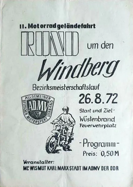 1972-08-26 | Windberg | DDR-Rennplakate | gdr event artwork | gdr programme cover | gdr poster | carsten riede