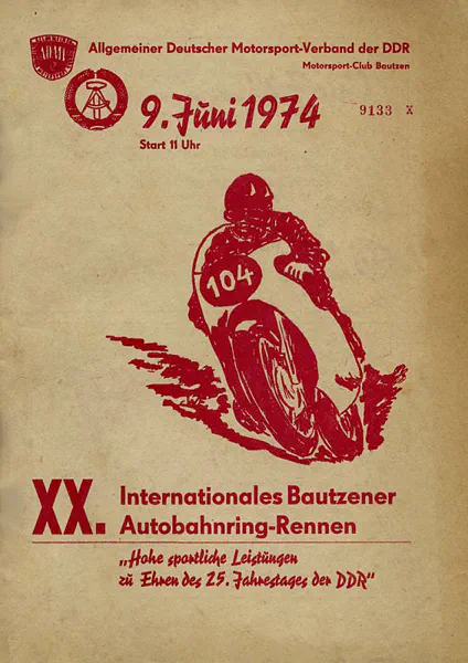 1974-06-09 | Bautzen | DDR-Rennplakate | gdr event artwork | gdr programme cover | gdr poster | carsten riede