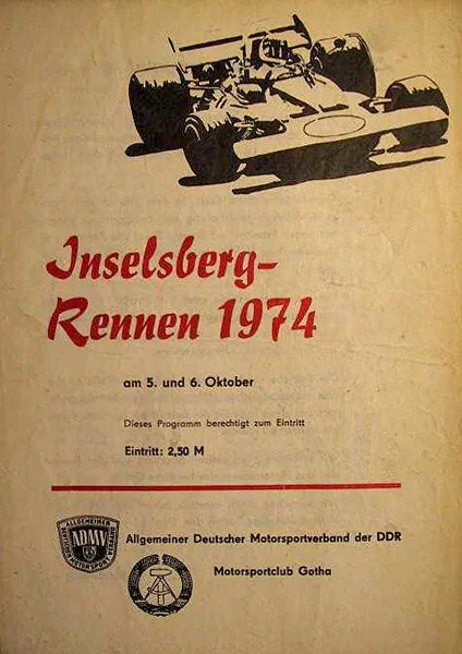 1974-10-05 | Inselsberg | DDR-Rennplakate | gdr event artwork | gdr programme cover | gdr poster | carsten riede