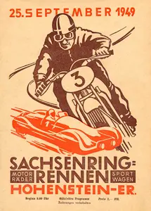 1949-09-25 | Sachsenring | DDR-Rennplakate | gdr event artwork | gdr programme cover | gdr poster | carsten riede