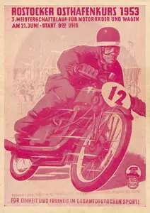 1953-06-21 | Rostock | DDR-Rennplakate | gdr event artwork | gdr programme cover | gdr poster | carsten riede