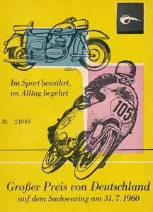 1960-07-31 | Sachsenring | DDR-Rennplakate | gdr event artwork | gdr programme cover | gdr poster | carsten riede