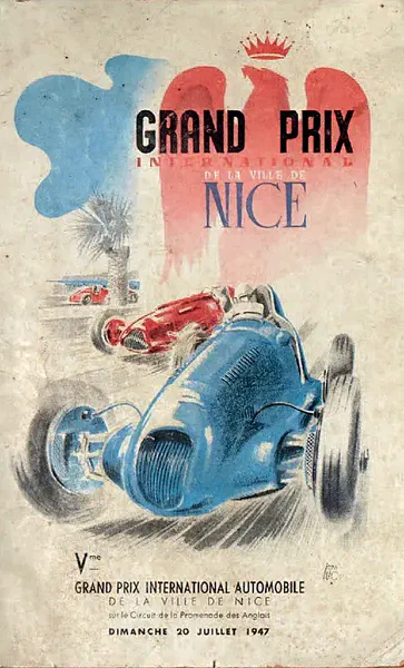 1947-07-20 | Grand Prix De Nice | Nice | Formula 1 Event Artworks | formula 1 event artwork | formula 1 programme cover | formula 1 poster | carsten riede