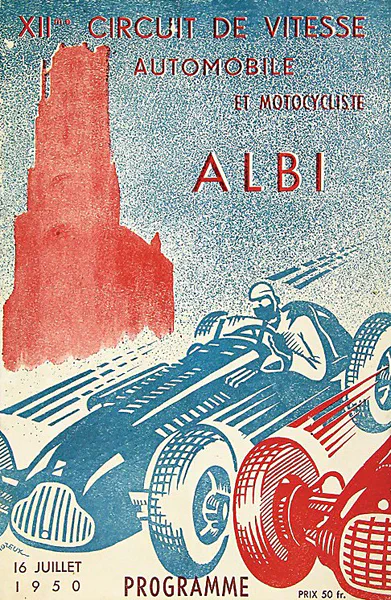 1950-07-16 | Grand Prix De l`Albigeois | Albi | Formula 1 Event Artworks | formula 1 event artwork | formula 1 programme cover | formula 1 poster | carsten riede