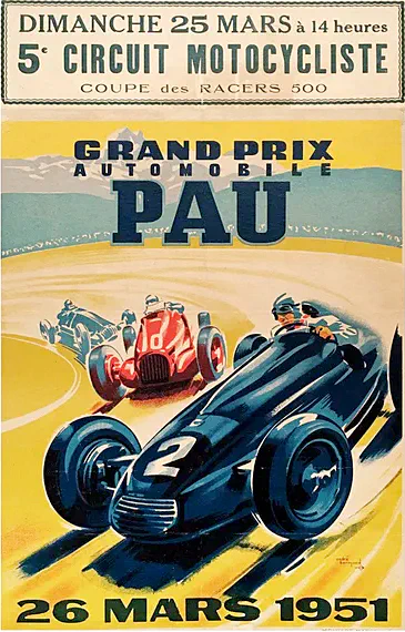 1951-03-26 | Grand Prix De Pau | Pau | Formula 1 Event Artworks | formula 1 event artwork | formula 1 programme cover | formula 1 poster | carsten riede