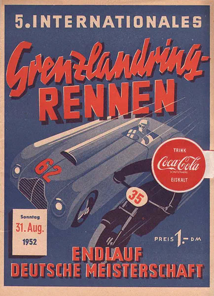 1952-08-31 | D.M.V. Grenzlandring Rennen | Grenzlandring | Formula 1 Event Artworks | formula 1 event artwork | formula 1 programme cover | formula 1 poster | carsten riede