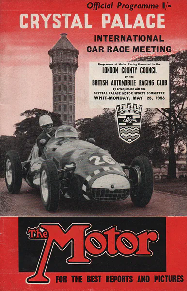 1953-05-25 | Coronation Trophy | Crystal Palace | Formula 1 Event Artworks | formula 1 event artwork | formula 1 programme cover | formula 1 poster | carsten riede