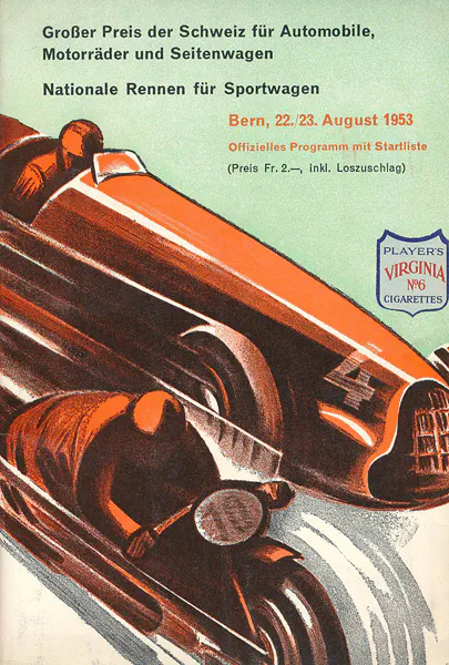 1953-08-23 | Grosser Preis der Schweiz | Bern | Formula 1 Event Artworks | formula 1 event artwork | formula 1 programme cover | formula 1 poster | carsten riede