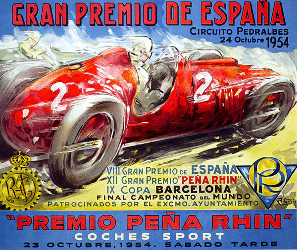 1954-10-24 | Gran Premio De Espana | Pedralbes | Formula 1 Event Artworks | formula 1 event artwork | formula 1 programme cover | formula 1 poster | carsten riede