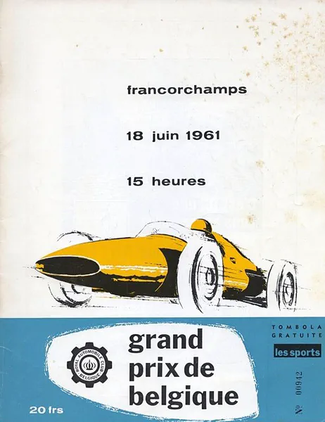 1961-06-18 | Grand Prix De Belgique | Spa-Francorchamps | Formula 1 Event Artworks | formula 1 event artwork | formula 1 programme cover | formula 1 poster | carsten riede