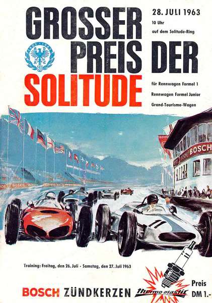 1963-07-28 | Grosser Preis der Solitude | Solitude | Formula 1 Event Artworks | formula 1 event artwork | formula 1 programme cover | formula 1 poster | carsten riede