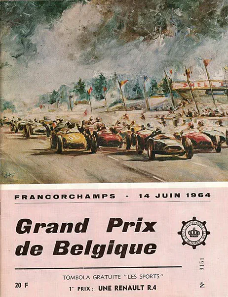 1964-06-14 | Grand Prix De Belgique | Spa-Francorchamps | Formula 1 Event Artworks | formula 1 event artwork | formula 1 programme cover | formula 1 poster | carsten riede