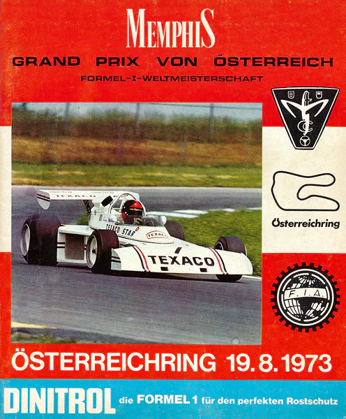 1973-08-19 | Grosser Preis von Österreich | Zeltweg | Formula 1 Event Artworks | formula 1 event artwork | formula 1 programme cover | formula 1 poster | carsten riede