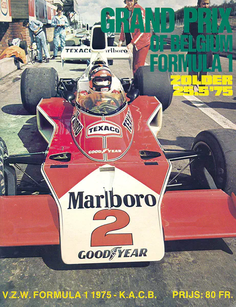 1975-05-25 | Grand Prix De Belgique | Zolder | Formula 1 Event Artworks | formula 1 event artwork | formula 1 programme cover | formula 1 poster | carsten riede