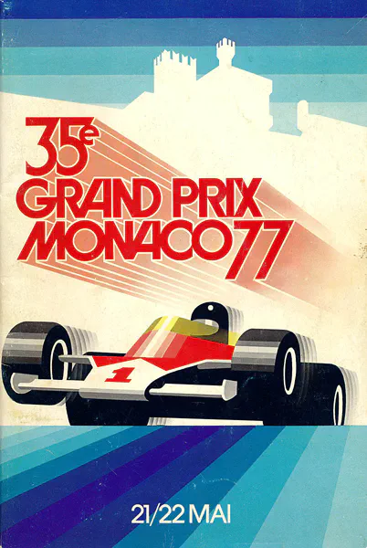 1977-05-22 | Grand Prix De Monaco | Monte Carlo | Formula 1 Event Artworks | formula 1 event artwork | formula 1 programme cover | formula 1 poster | carsten riede