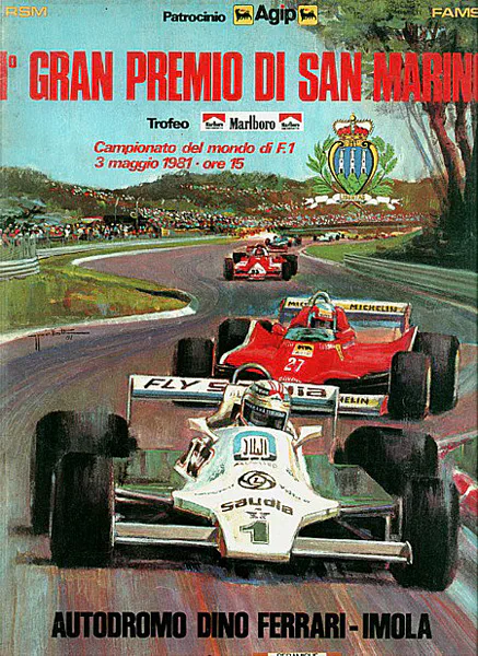 1981-05-03 | Gran Premio Di San Marino | Imola | Formula 1 Event Artworks | formula 1 event artwork | formula 1 programme cover | formula 1 poster | carsten riede
