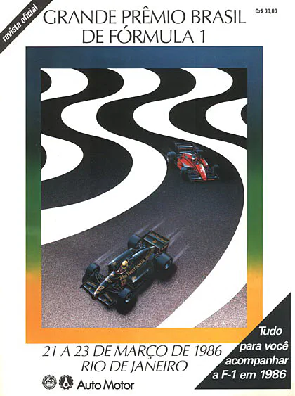1986-03-23 | Grande Premio Do Brasil | Jacarepagua | Formula 1 Event Artworks | formula 1 event artwork | formula 1 programme cover | formula 1 poster | carsten riede
