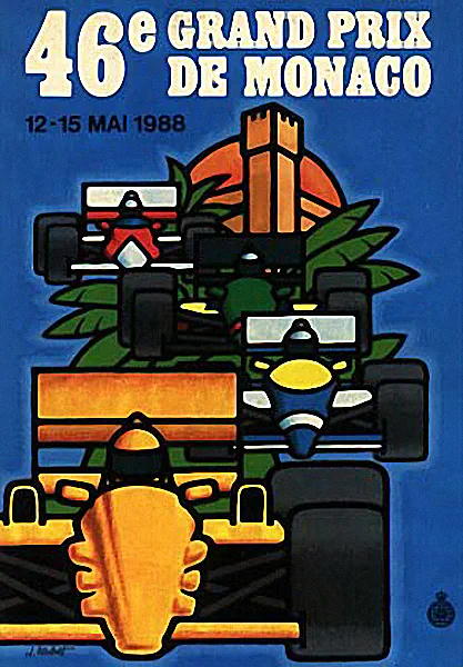 1988-05-15 | Grand Prix De Monaco | Monte Carlo | Formula 1 Event Artworks | formula 1 event artwork | formula 1 programme cover | formula 1 poster | carsten riede