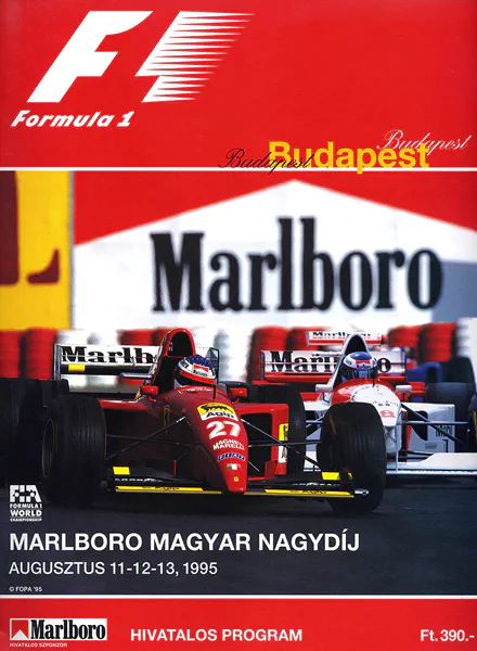 1995-08-13 | Magyar Nagydij | Budapest | Formula 1 Event Artworks | formula 1 event artwork | formula 1 programme cover | formula 1 poster | carsten riede