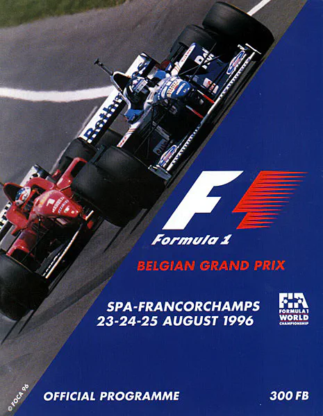 1996-08-25 | Grand Prix De Belgique | Spa-Francorchamps | Formula 1 Event Artworks | formula 1 event artwork | formula 1 programme cover | formula 1 poster | carsten riede