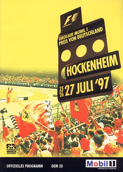 1997-07-27 | Grosser Preis von Deutschland | Hockenheim | Formula 1 Event Artworks | formula 1 event artwork | formula 1 programme cover | formula 1 poster | carsten riede