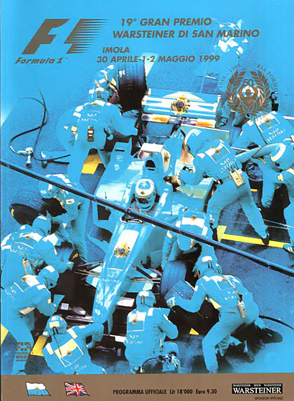 1999-05-02 | Gran Premio Di San Marino | Imola | Formula 1 Event Artworks | formula 1 event artwork | formula 1 programme cover | formula 1 poster | carsten riede