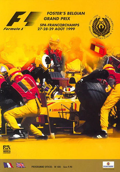 1999-08-29 | Grand Prix De Belgique | Spa-Francorchamps | Formula 1 Event Artworks | formula 1 event artwork | formula 1 programme cover | formula 1 poster | carsten riede
