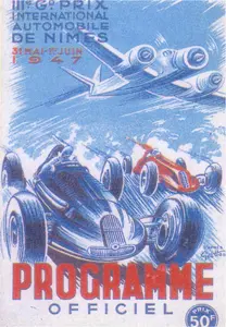 1947-06-01 | Grand Prix De Nimes | Nimes | Formula 1 Event Artworks | formula 1 event artwork | formula 1 programme cover | formula 1 poster | carsten riede
