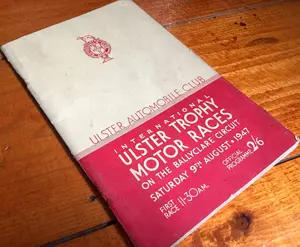 1947-08-09 | Ulster Trophy | Ballyclare | Formula 1 Event Artworks | formula 1 event artwork | formula 1 programme cover | formula 1 poster | carsten riede