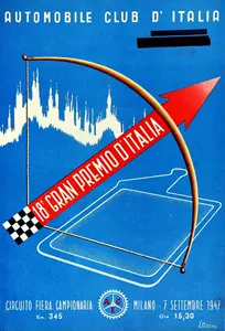 1947-09-07 | Gran Premio D`Italia | Milano | Formula 1 Event Artworks | formula 1 event artwork | formula 1 programme cover | formula 1 poster | carsten riede