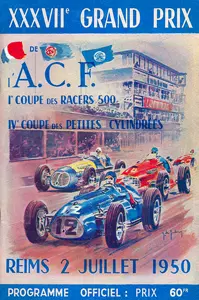 1950-07-02 | Grand Prix De l`Automobile Club De France | Reims | Formula 1 Event Artworks | formula 1 event artwork | formula 1 programme cover | formula 1 poster | carsten riede