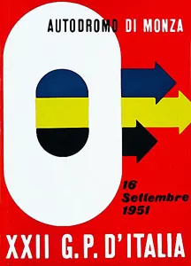 1951-09-16 | Gran Premio D`Italia | Monza | Formula 1 Event Artworks | formula 1 event artwork | formula 1 programme cover | formula 1 poster | carsten riede