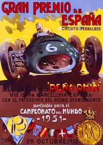 1951-10-28 | Gran Premio De Espana | Pedralbes | Formula 1 Event Artworks | formula 1 event artwork | formula 1 programme cover | formula 1 poster | carsten riede