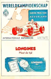 1952-08-17 | Grote Prijs Van Nederland | Zandvoort | Formula 1 Event Artworks | formula 1 event artwork | formula 1 programme cover | formula 1 poster | carsten riede