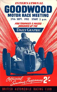 1952-09-27 | Madgwick Cup | Goodwood | Formula 1 Event Artworks | formula 1 event artwork | formula 1 programme cover | formula 1 poster | carsten riede