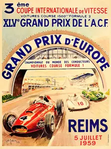 1959-07-05 | Grand Prix De l`Automobile Club De France | Reims | Formula 1 Event Artworks | formula 1 event artwork | formula 1 programme cover | formula 1 poster | carsten riede